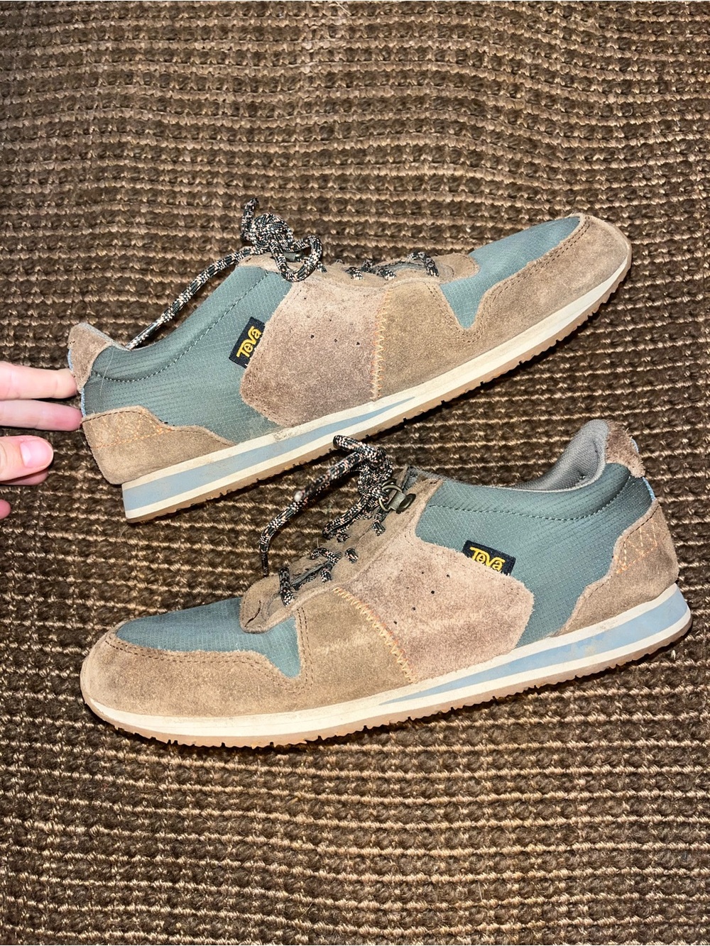 Teva Men's Green and Tan Suede Lace-Up Sneakers